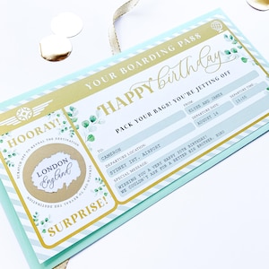 Scratch Reveal Birthday Boarding Pass, Surprise Reveal Fake Plane Ticket, Birthday Vacation Plane Ticket Gift, Birthday Weekend Trip, Ferras