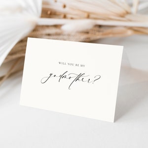 Will You Be My Godmother Godfather Proposal Card, Christening Card, Godparents Proposal Card, Off-White Ivory, Ellesmere