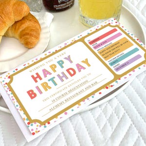 Happy Birthday Custom Gift Voucher, Pastel Dot Unisex Birthday Gift Certificate, Theater Gift Voucher, Concert Ticket Gift, Spa Day Coupon