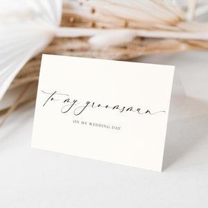 To My Best Man and Groomsman On My Wedding Day Card, Minimalist Wedding Card, Thank You Bridal Party Card, Off White Ivory, Ellesmere