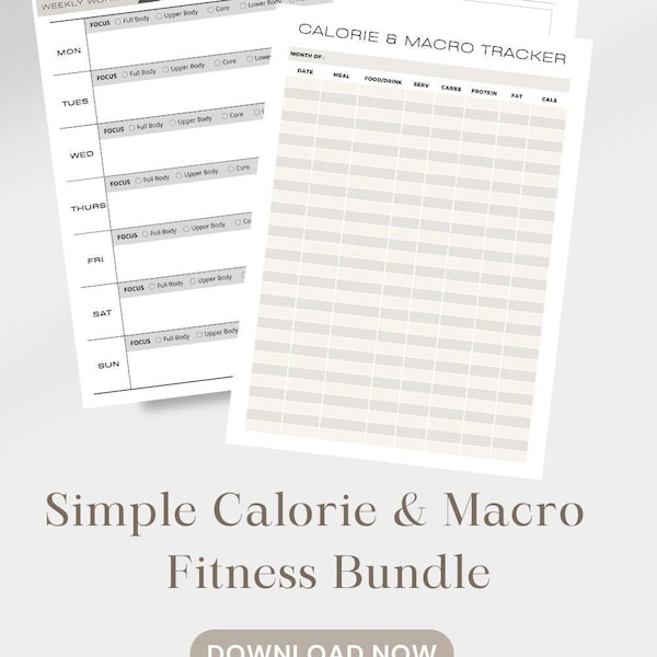 Ultimate Macro Meal Planner Digital Template, Weekly Workout Plan Calorie Daily Planner,Fitness Goals, Macro Fitness Planner , Printable PDF