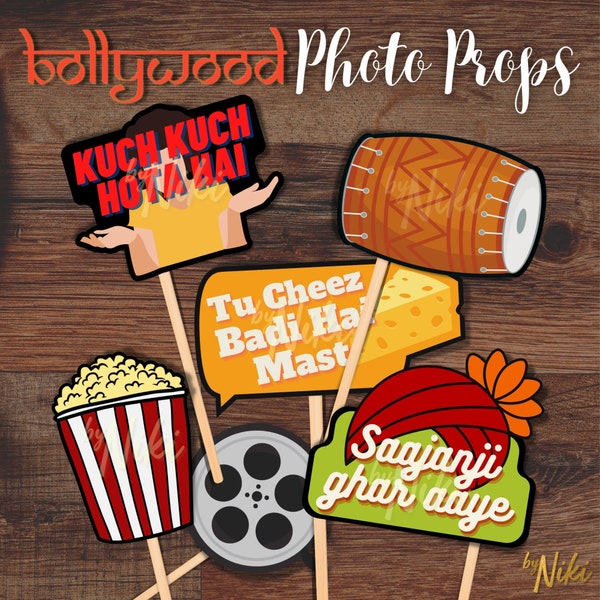 Bollywood Photo Booth Props - 30+ pack | Bollywood Quotes Props, Bollywood Movie Props, Indian Wedding Decor, Photobooth Props