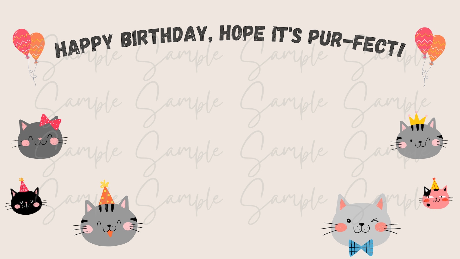 Birthday Zoom Background Cat Theme Backdrop Office Etsy UK