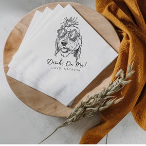 Custom Illustrated Dog | Wedding Napkins |custom Pet Wedding Napkins