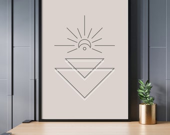 Wandkunst, Boho Beige Line Art, Geometik, minimalistische Kunst, druckbare Kunst, Sofortiger Download
