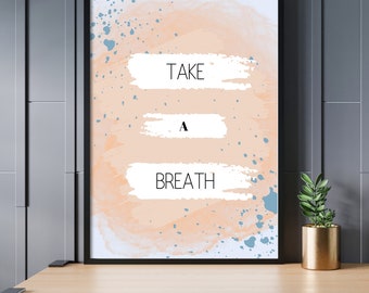 Wandkunst Selbstliebe Aquarell, spirituele abstracte kunst, druckbare Linie Kunst, Boho Orange Blau Wandkunst, Sofortiger Download