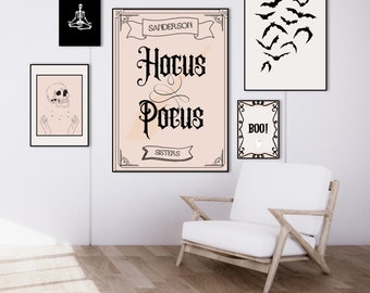 Wandkunst 5er Set / hell orange beige / Line Word Art / Minimalistisch / Halloween Art / Herbst Wanddekoration / Sofortiger Download