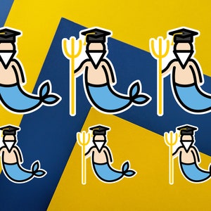 King Triton de graduación, juego de 6, bonito regalo para estudiantes universitarios, pegatinas para portátiles