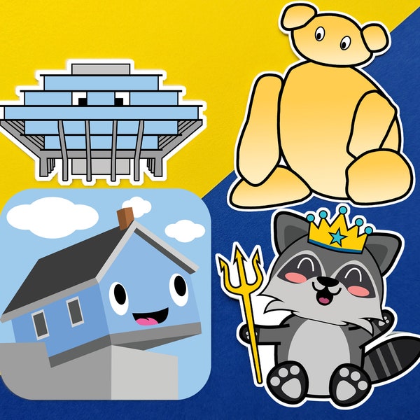 UCSD Icons and Buildings Sticker Bundle, Cute Gift for College Students, Laptop Stickers