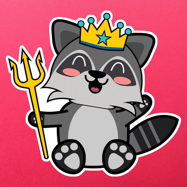 Excited Triton Raccoon Sticker, Cute Gift for UCSD Students, Laptop Sticker