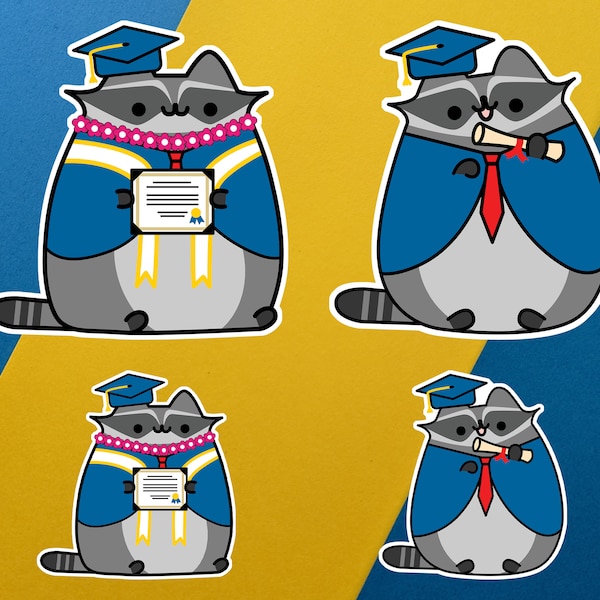 Rejoicing Raccoon at Graduation, Pack of 4, Fun Gifts for UCSD Graduation