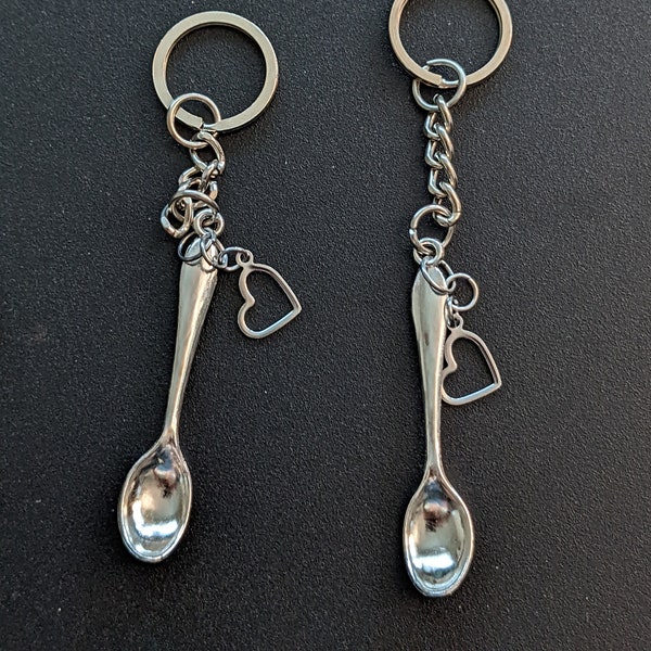 Silver Spoon Keychain Etsy