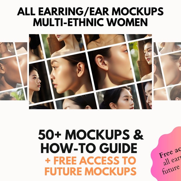 50+ Mockups Of Empty Ears To Make Your Own Earrings | Multi-Ethnic Women | Jewelry Presentation, Promotion, Display, Marketing