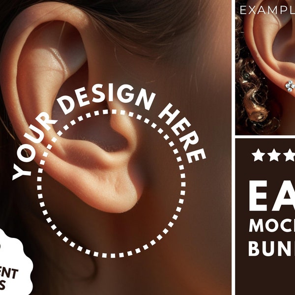 Ears for your own earrings | Mockup Bundle | Space for individual jewelery | Custom Jewelry Mockups | empty ear, mrs, DIY, HQ