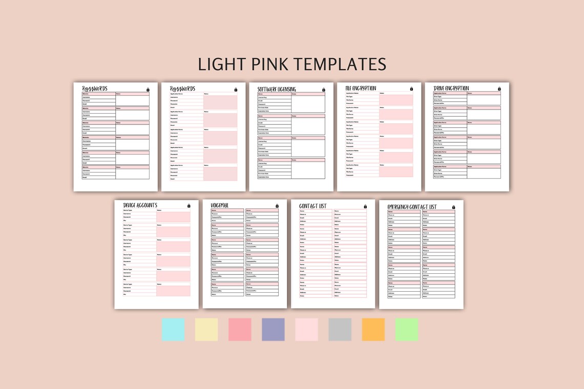 Editable, Printable Password Tracker Bundle, Password Log, Password