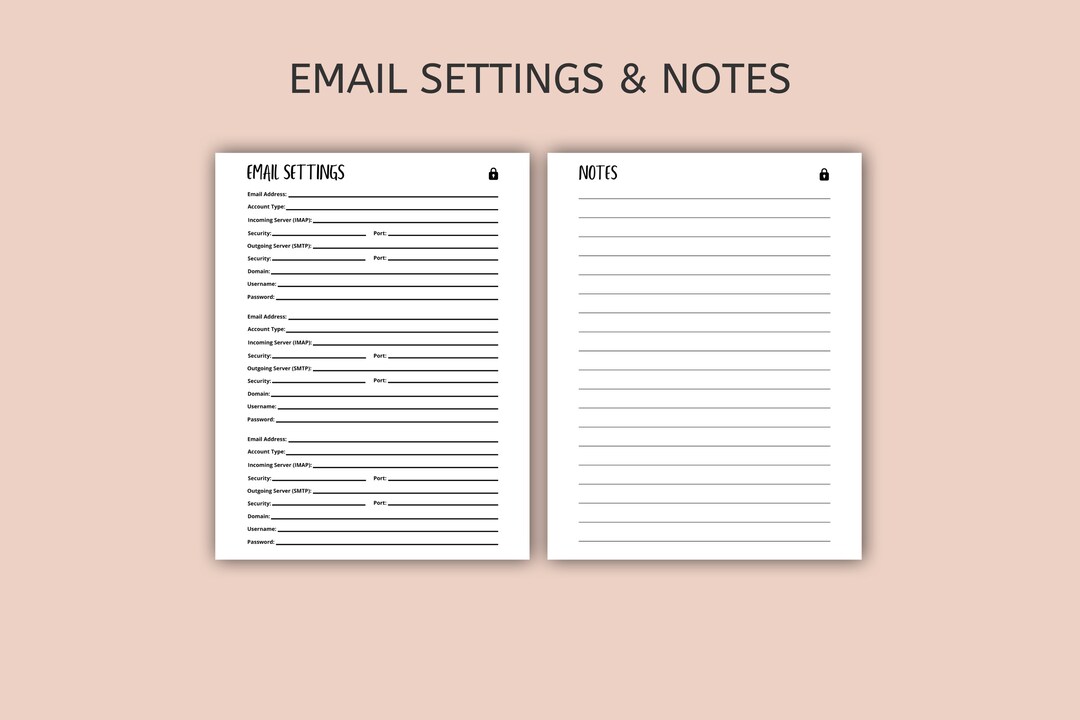 Email Settings Tracker, Email Information, Email Settings PDF - Etsy
