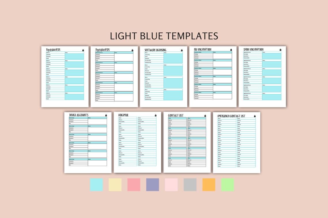 Editable, Printable Password Tracker Bundle, Password Log, Password