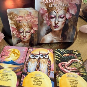 Magia dei fiori Lenormand con testo interpretativo per principianti e studenti avanzati - Tedesco - facile da interpretare - Carte oracolari - Romanticismo rosa rosa