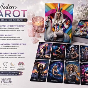 Dee’s Modern Tarot Cards - Modern design with printed meaning - ideal for beginners and advanced users - fortune-telling cards