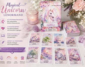 Dee’s Magical Unicorn Lenormand Oracle - Modern Fortune Oracle - Unicorn - Oracle Cards - Gypsy Cards - Lenormand - Tarot