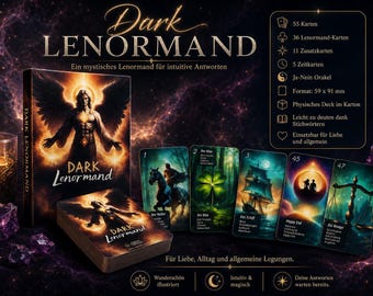 Dark Lenormand including 19 additional cards with interpretation text for beginners and advanced users - German - easy to interpret - oracle cards