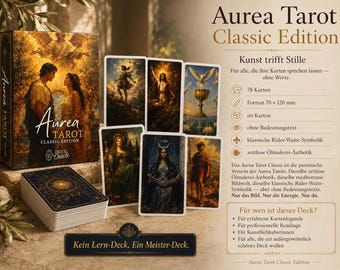 Aurea Tarot – Classic Edition – Art Meets Silence - Oracle Cards Without Text - English Titles