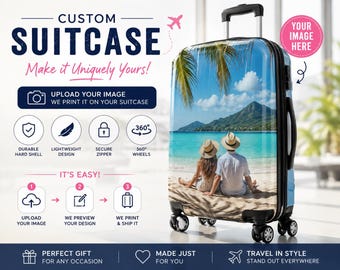 Custom Photo Suitcase | Personalized Hard Shell Luggage | Upload Your Design