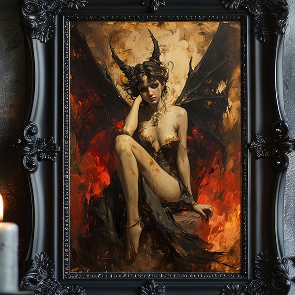 Lilith Hell Infernal Goddess Vintage Dark Art Print, Occult Poster, Gothic Female Demon, Witchcraft Print, Wicca Art, Pagan Goddess K64