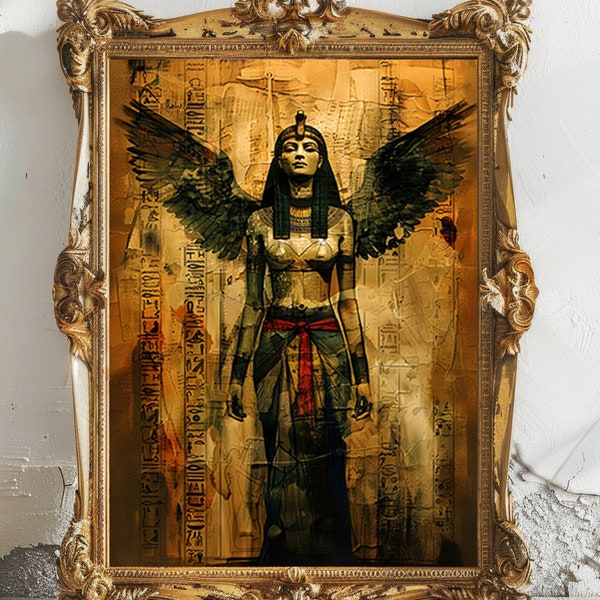 Isis Egyptian Goddess of Magic and Moon Fine Art Giclee, Mystic Lost Esoteric Ancient Art, Egyptian Pantheon , Kemetism Art Gods P88