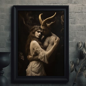 Victorian Gothic Woman Demon Romantic Goth Poster,Dark Romance Fantasy Art Print Giclee Gift Devil Witchy Decor Edgar Allan Poe f72