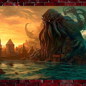 Lovecraft Poster Cthulhu Art Horror Print Dark Art Innsmouth Print Dunwich Poster Gift For Horror Fans Lovecraft Mythos Gift Poster A51 image 1