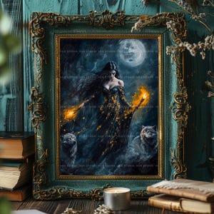 Hecate Wall Art Print, Hekate, Greek Mythology Decor, Wolf Lover Gift, Pagan Altar, Occult Aesthetic, Dark Feminine Energy, Moon Magic ab61 image 7