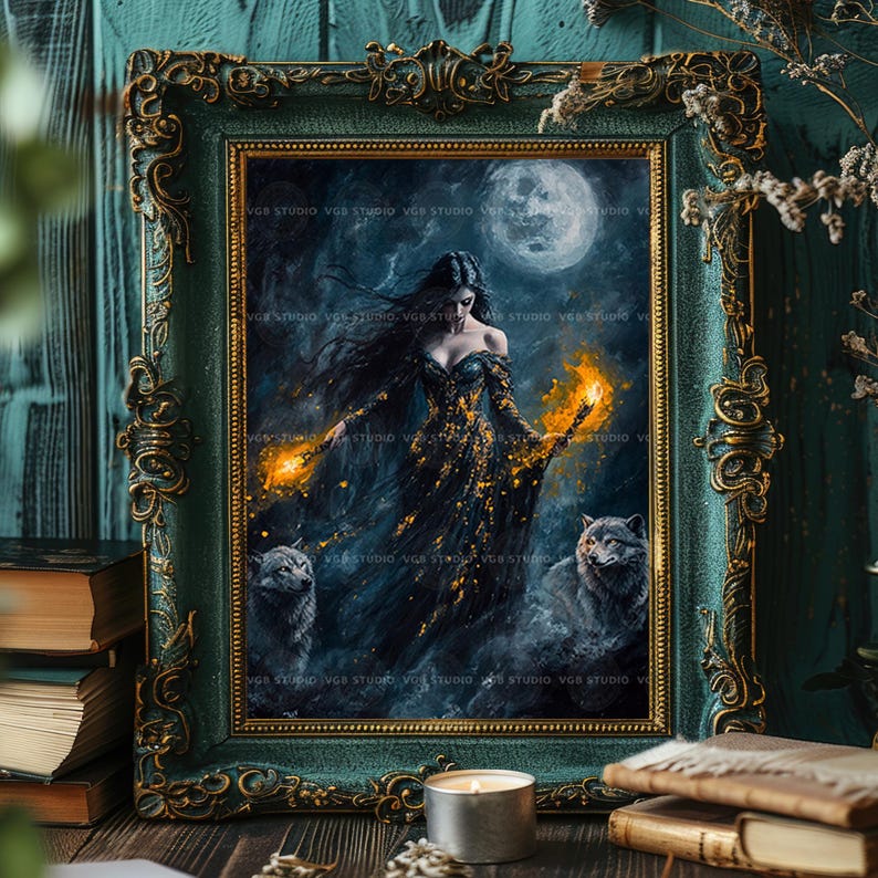 Hecate Wall Art Print, Hekate, Greek Mythology Decor, Wolf Lover Gift, Pagan Altar, Occult Aesthetic, Dark Feminine Energy, Moon Magic ab61 image 7