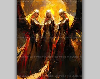 The Furies Art Print Greek Mythology Erinyes Wall Decor Dark Goddess Trio Underworld Divine Feminine Vengeance Justice Witchy Gift AE32
