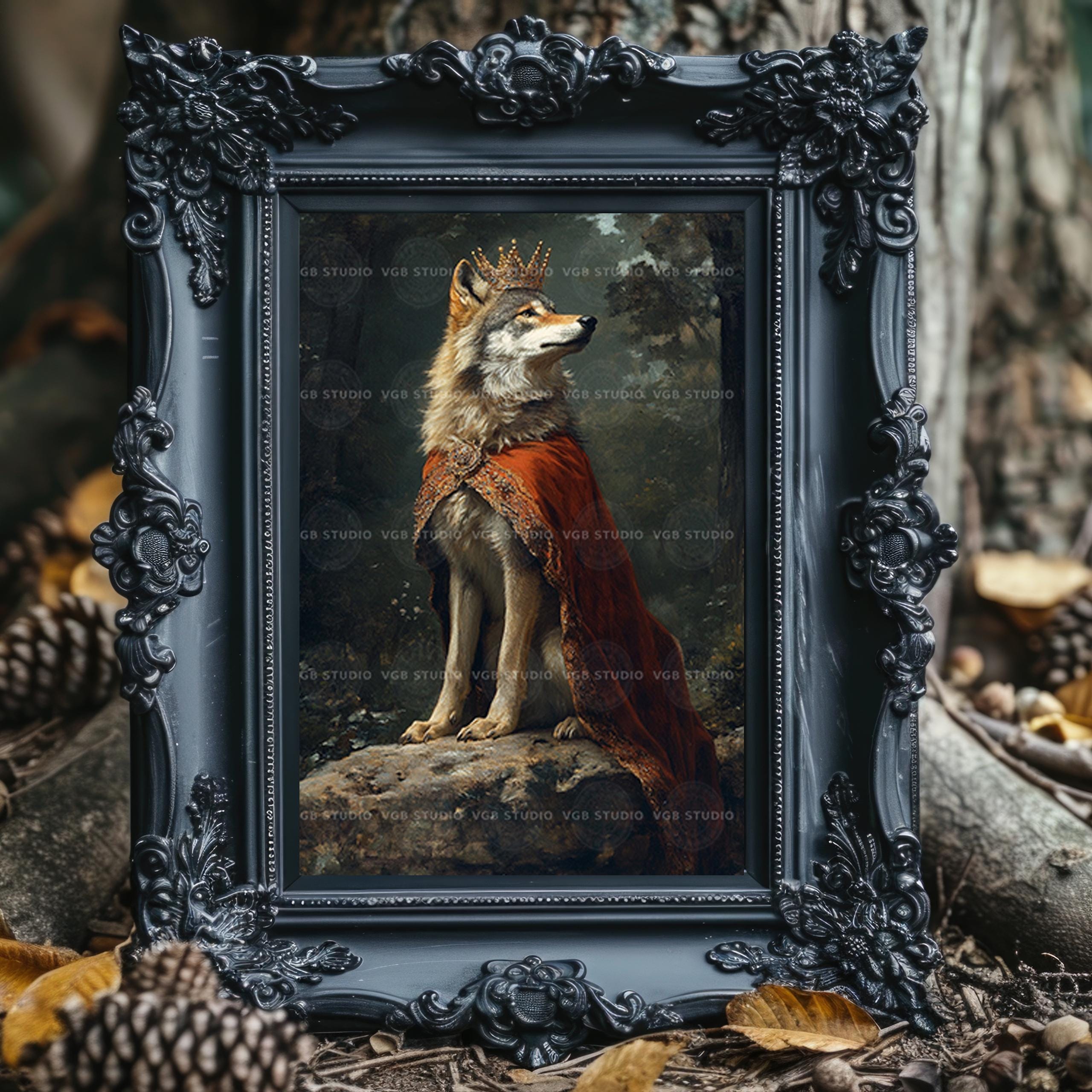 Majestic Wolf Medieval King Art Print Royal Noble Animal Portrait