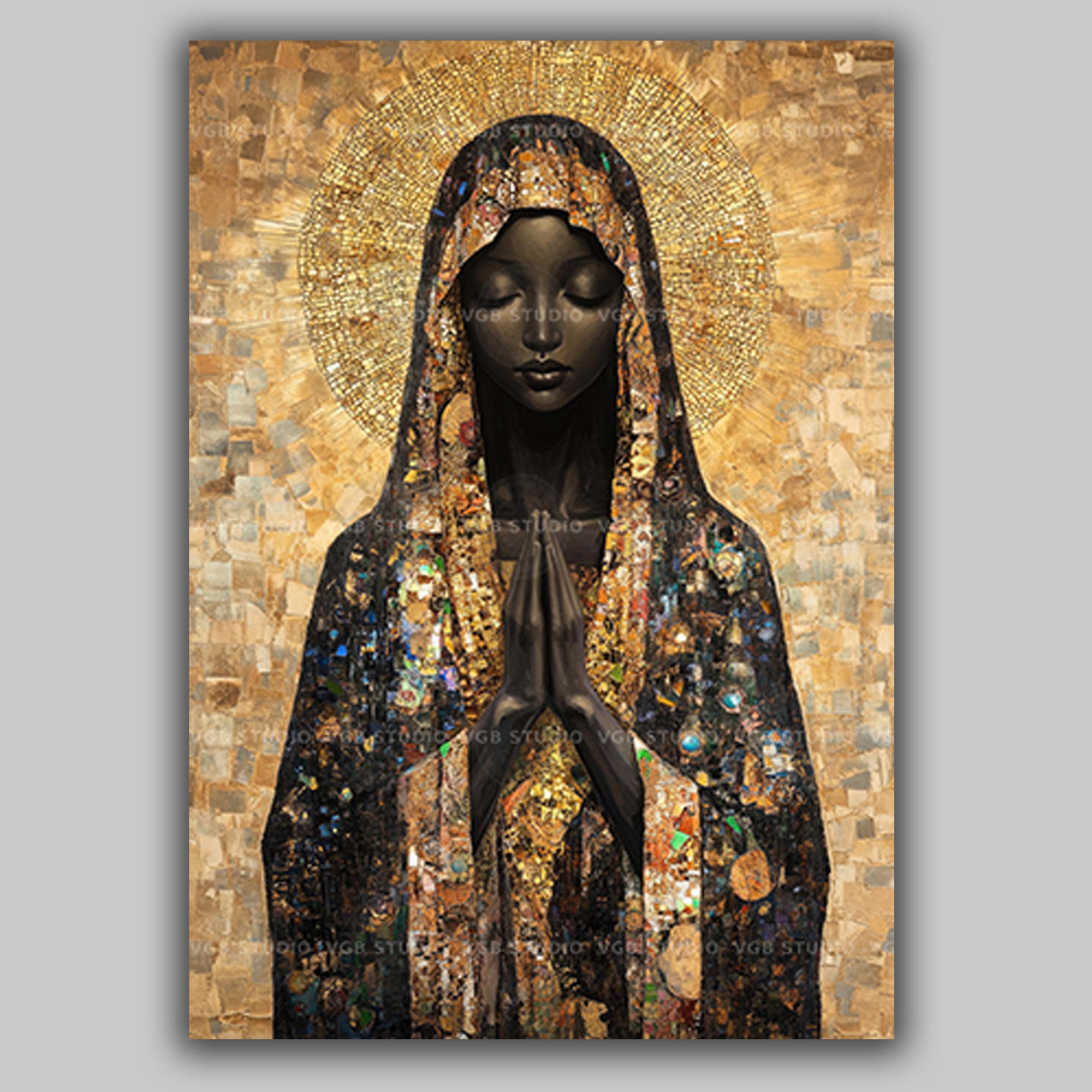 Black Madonna Art Print Virgin Mary Poster Mosaic Wall Decor