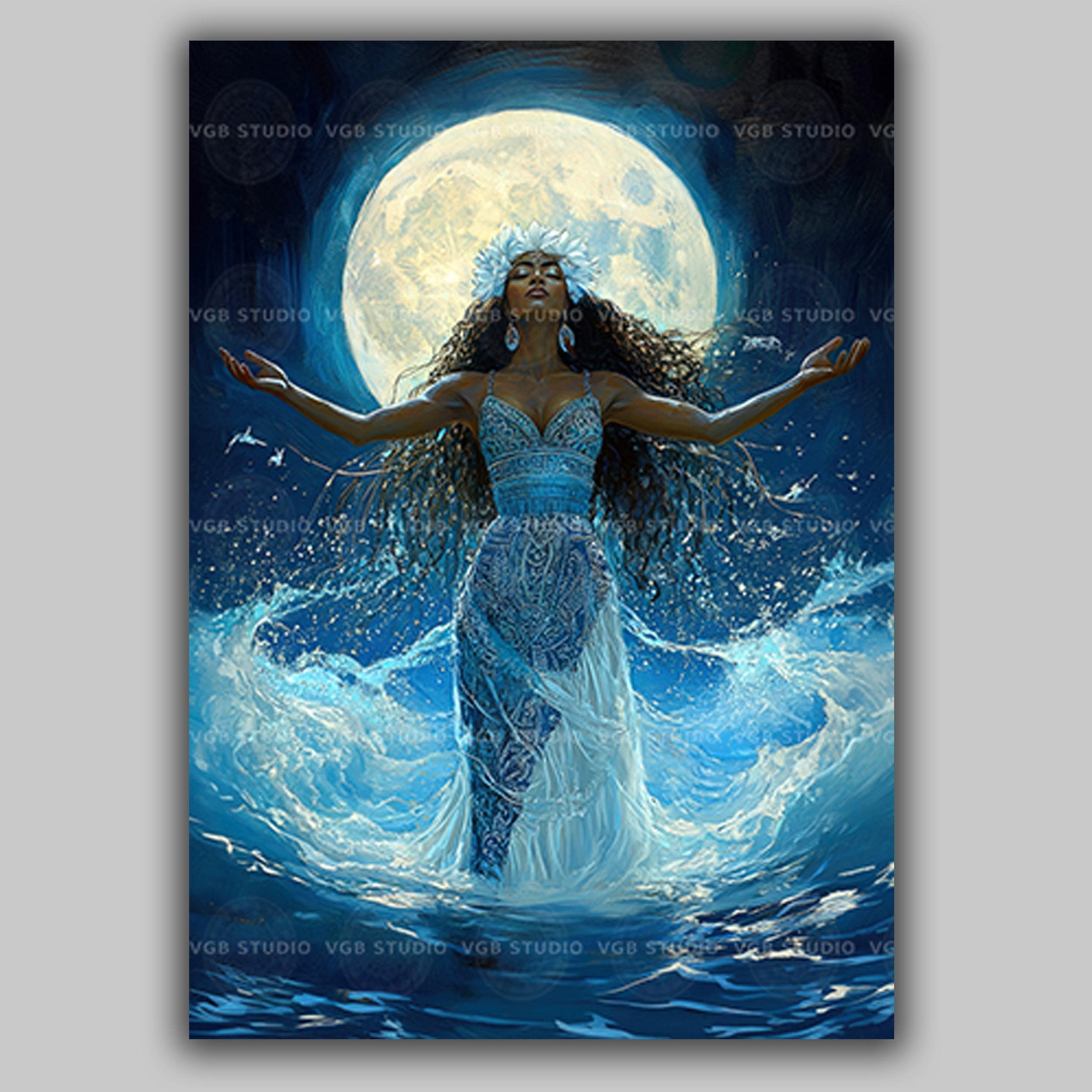 Hina Art Print Hawaiian Moon Goddess Polynesian Mythology Ocean