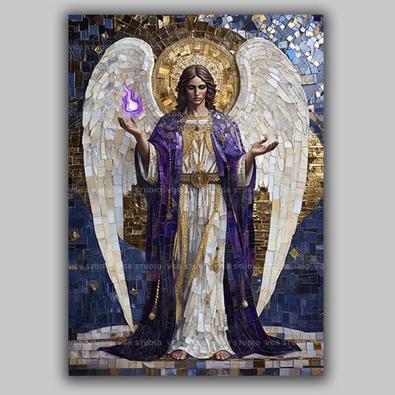 Archangel Zadkiel Wall Art Print, Violet Flame Angel Artwork