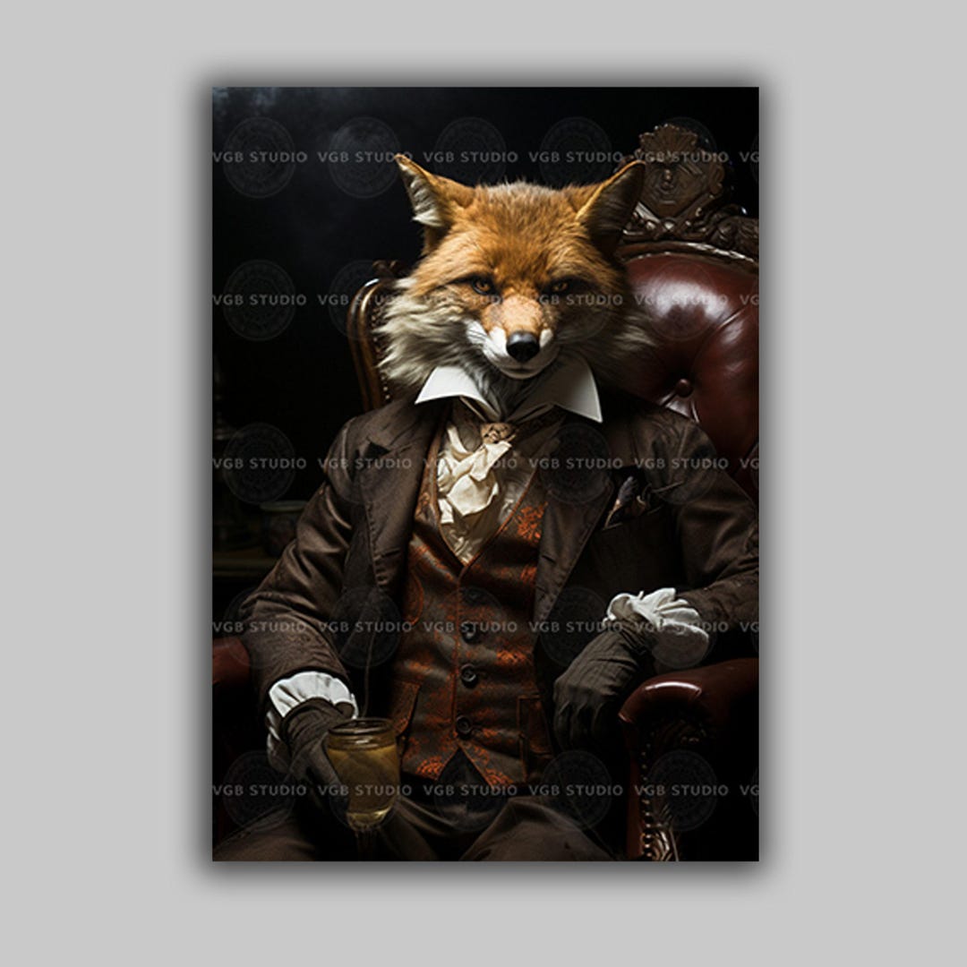 Victorian Fox Art Print Gentleman's Animal Portrait