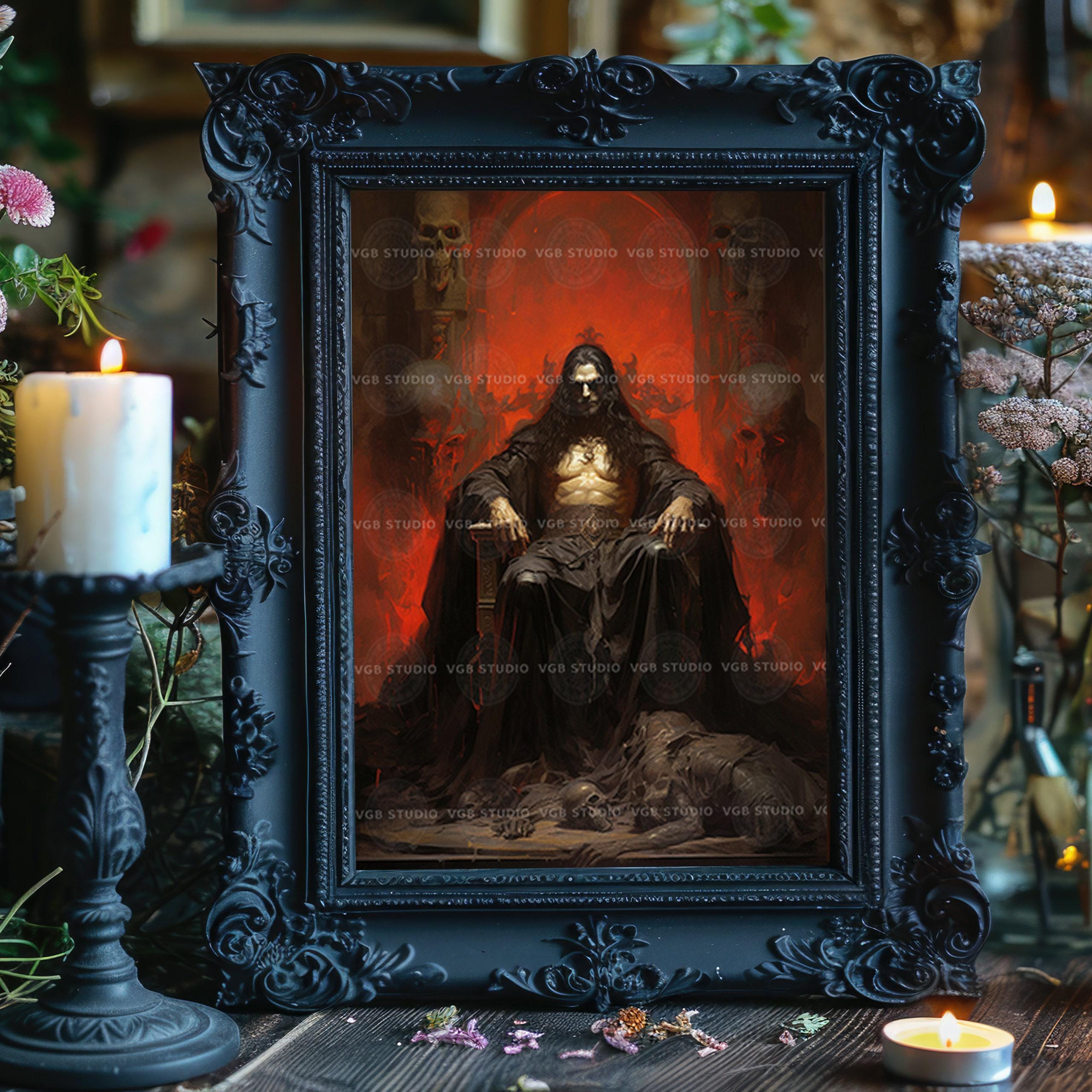 Vlad Tepes Art Print | Dracula Vampire King Throne Skulls Fire