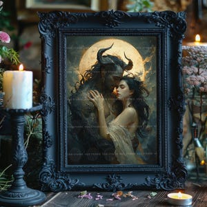 Monster Romance Wall Art Print, Gothic Bedroom Decor, Occult Aesthetic, Mythical Creature, Dark Feminine Energy, Supernatural Posters K35 image 2