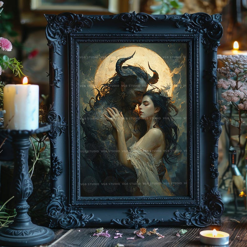 Monster Romance Wall Art Print, Gothic Bedroom Decor, Occult Aesthetic, Mythical Creature, Dark Feminine Energy, Supernatural Posters K35 image 2