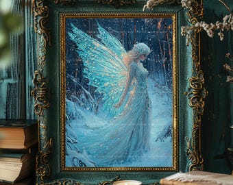 Winter Fairy Snow Queen Frosted Wings Fantasy Art, Ice Fairy