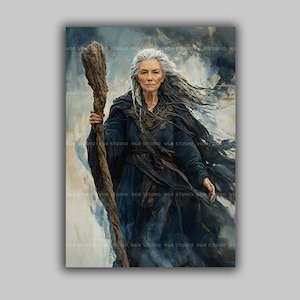 Cailleach Goddess of Winter and Storms Art Print, Powerful Celtic Crone, Mystical Seasons Witch Wall Art, Pagan Nature Spirit Decor Art u94
