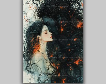 Hades and Persephone Art Print, Greek Mythology Dark Romance, Underworld Lovers, Gothic Romantasy Couple Wall Decor t56