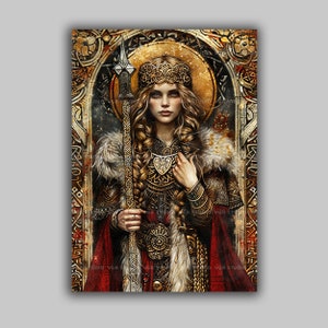 Freya Art Print Norse Goddess Decor Viking Warrior Woman Wall Poster Nordic Mythology Gift Shieldmaiden Queen Fantasy Divine Feminine r12
