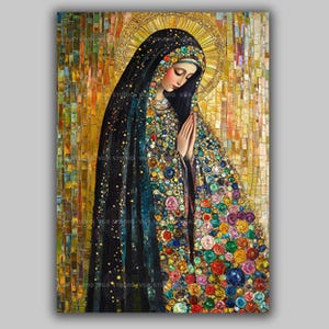 Lady of Guadalupe Art Print Mosaic Virgin Mary Religious Decor Mexican Icon Catholic Wall Colorful Spiritual Gift Madonna Sacred Home AJ50 image 1