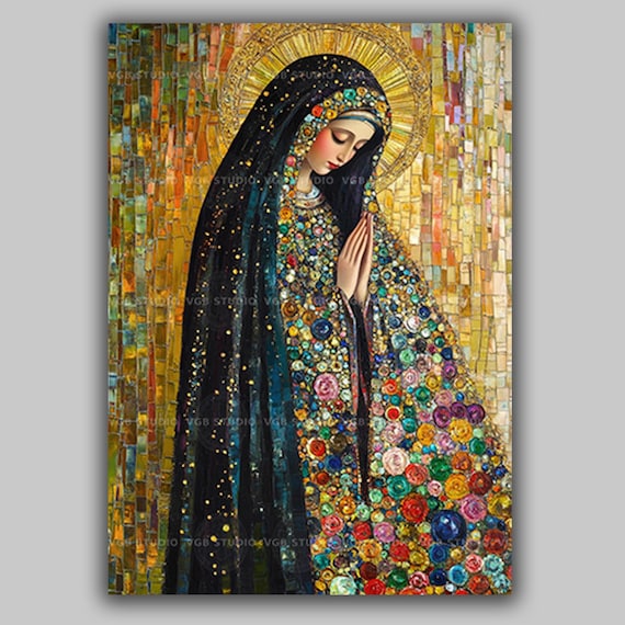 Lady of Guadalupe Art Print Mosaic Virgin Mary Religious Decor Mexican Icon Catholic Wall Colorful Spiritual Gift Madonna Sacred Home AJ50