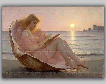 Aphrodite Goddess Of Love And Beauty Art Print Greek Mythology Wall Decor Romantic Seaside Fantasy Artwork Divine Feminine Home t90