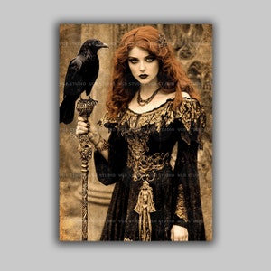 The Morrigan Art Print Celtic Goddess Raven Woman Irish Mythology Wall Decor Witch Queen Dark Fantasy Portrait Powerful Pagan Decor Gift t09